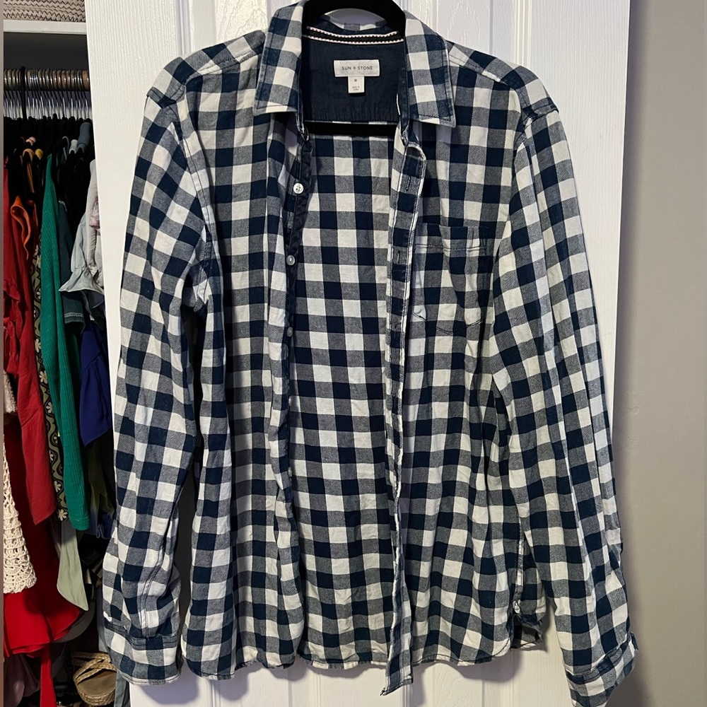 Navy Blue and White Flannel